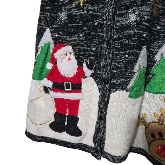 Holiday Time Women's XL Ugly Christmas Sweater Vest Santa Reindeer Trees Snow - Picture 5 of 14